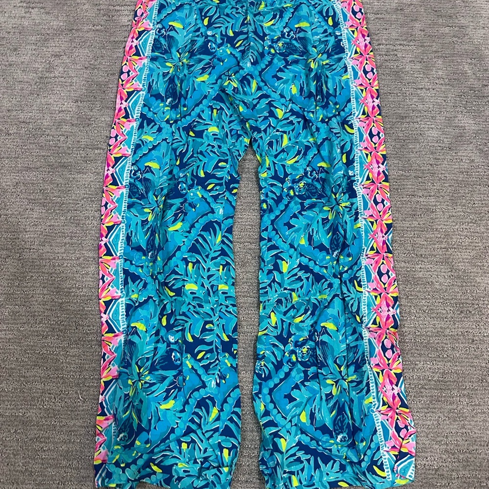 Lilly Pulitzer Vibrant Blue and Pink Patterned Pants